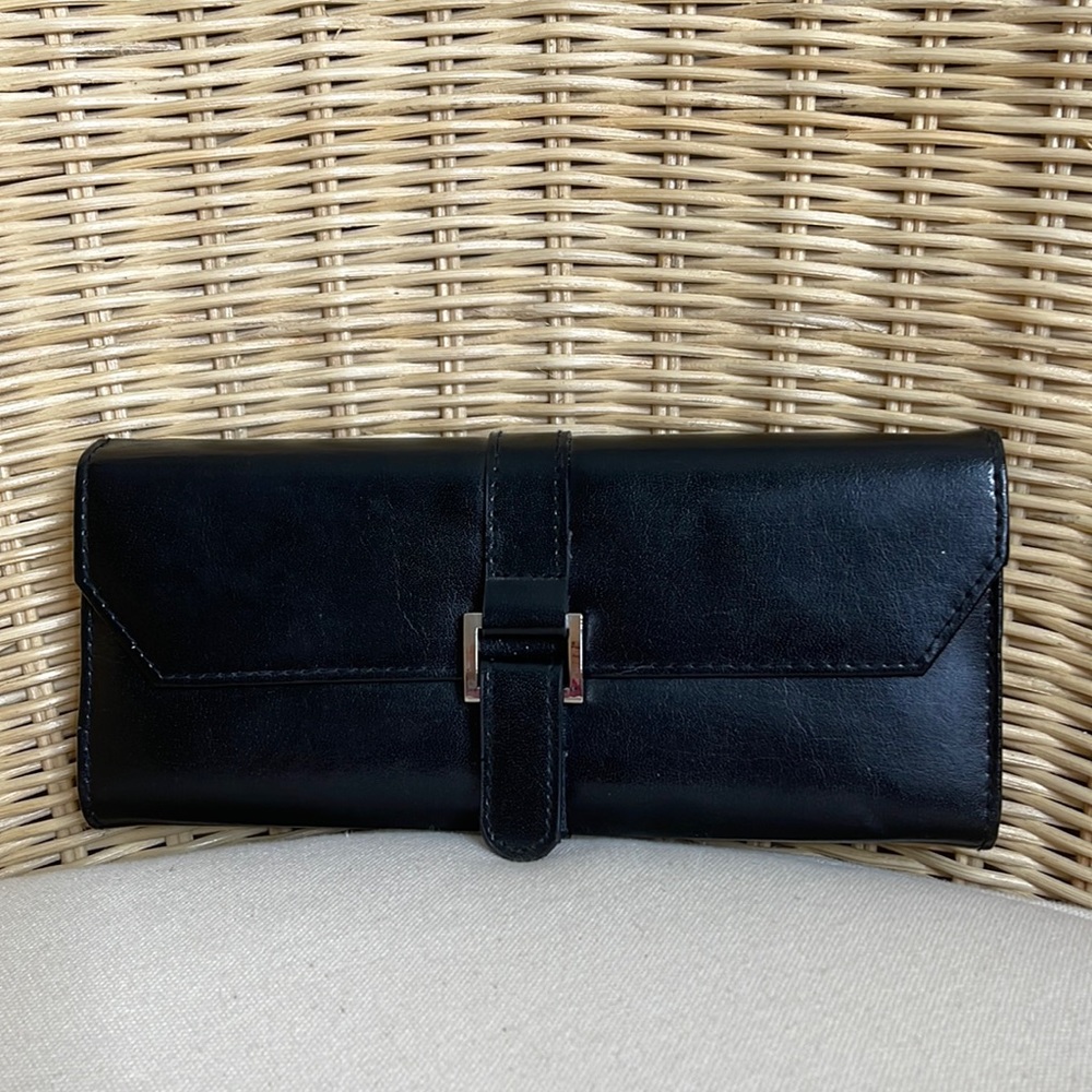 Vintage Never Used Black Leather Jewelry Travel Wallet